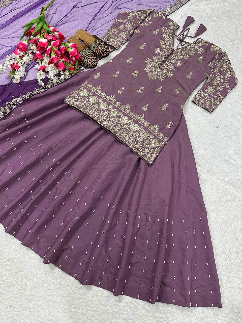 Premium Simmer Silk Embroidery Lehenga with Dupatta