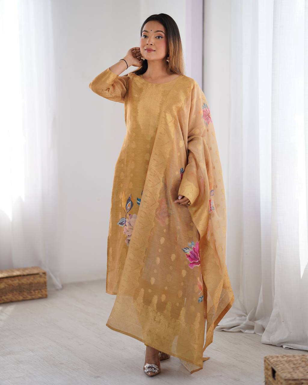 Graceful Chanderi Silk Suit Set with Dupatta