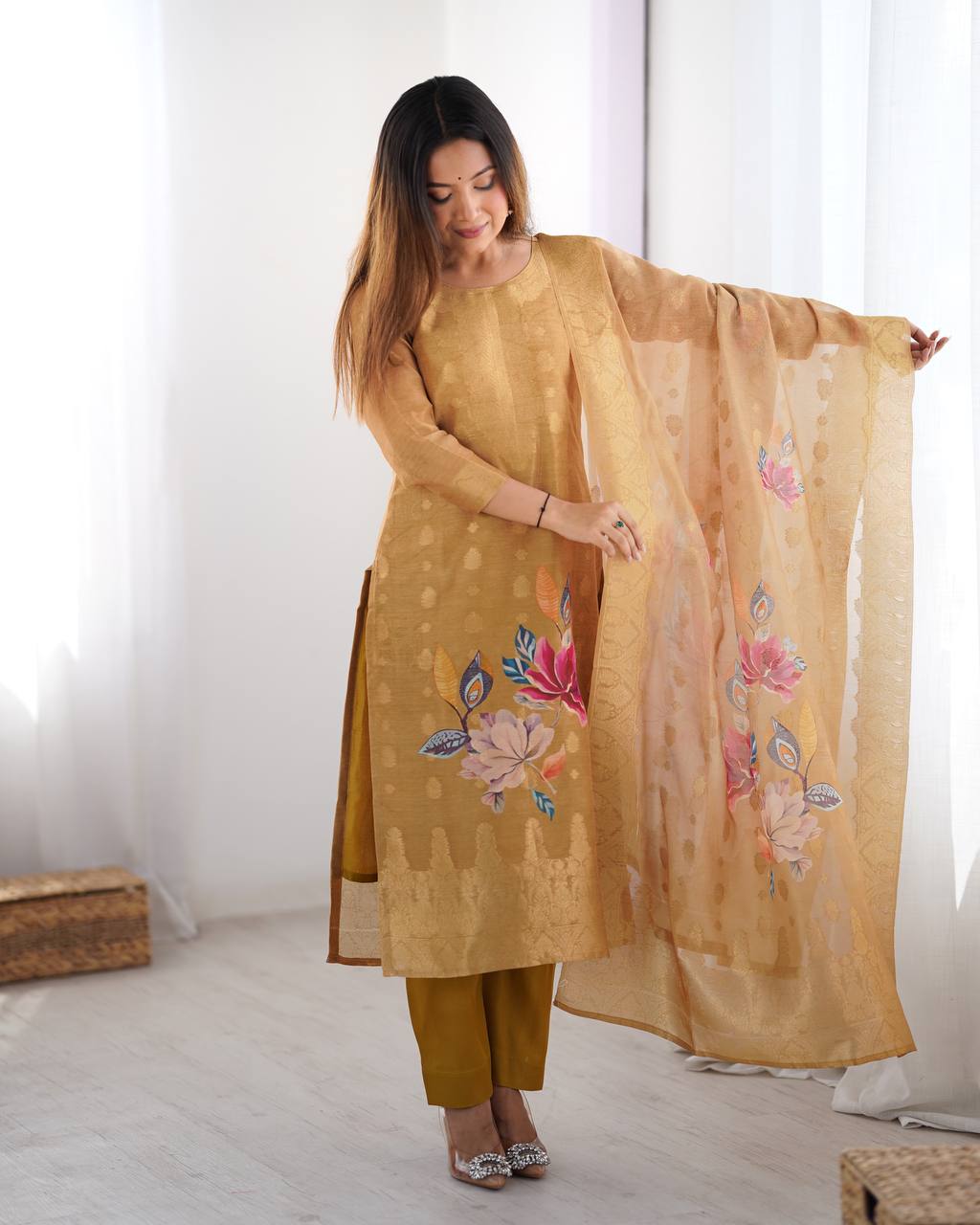 Graceful Chanderi Silk Suit Set with Dupatta