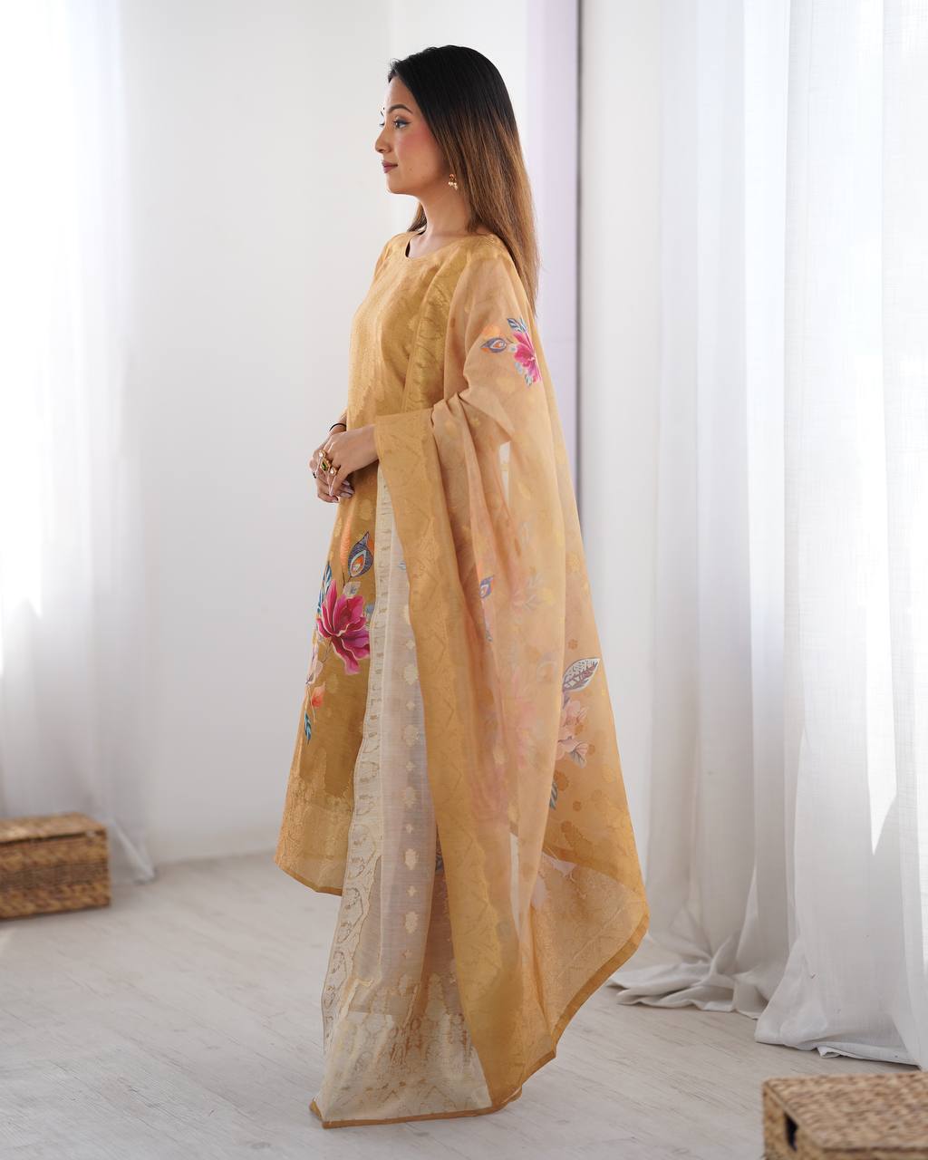 Graceful Chanderi Silk Suit Set with Dupatta