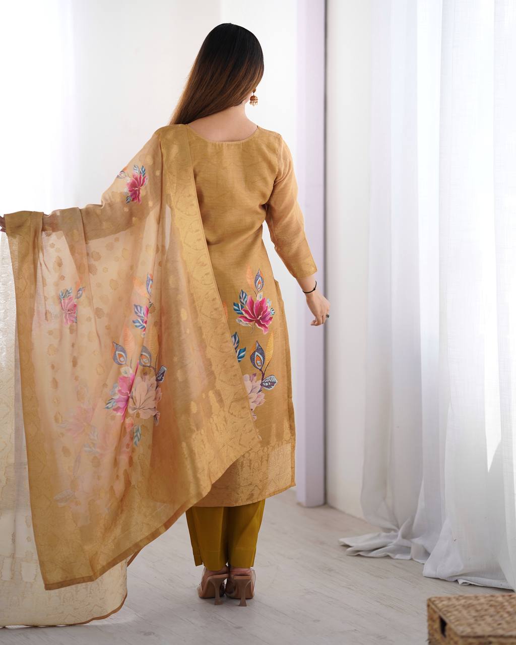 Graceful Chanderi Silk Suit Set with Dupatta