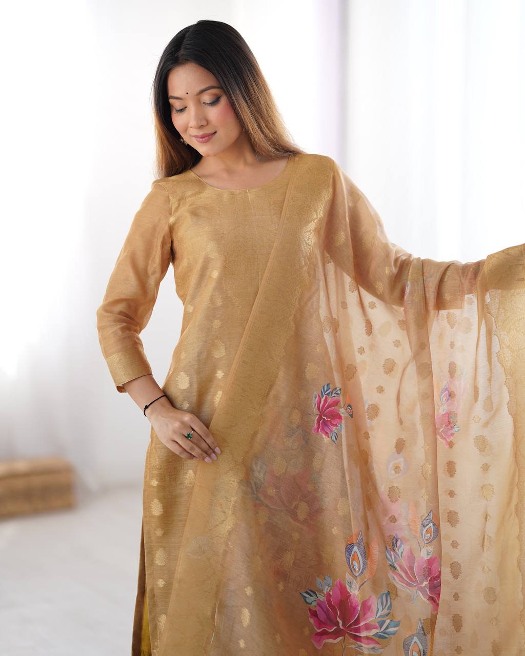 Graceful Chanderi Silk Suit Set with Dupatta