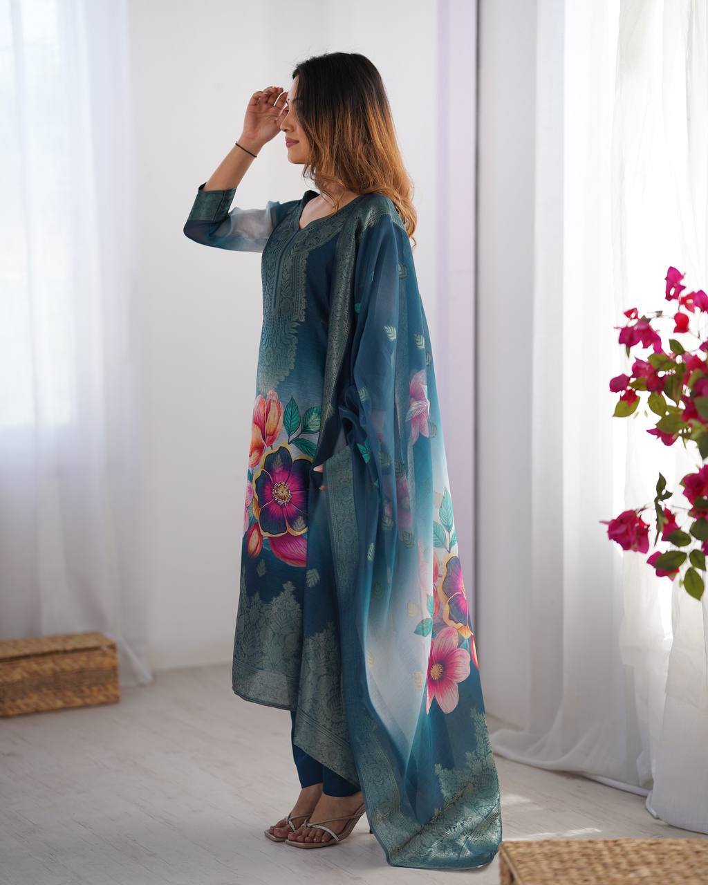Graceful Chanderi Silk Suit Set with Dupatta