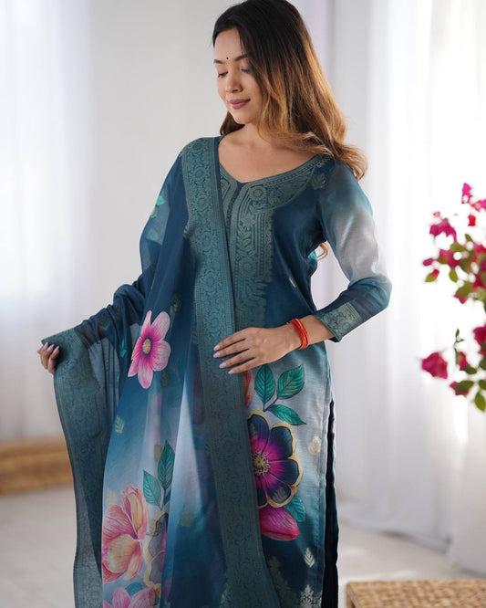 Graceful Chanderi Silk Suit Set with Dupatta