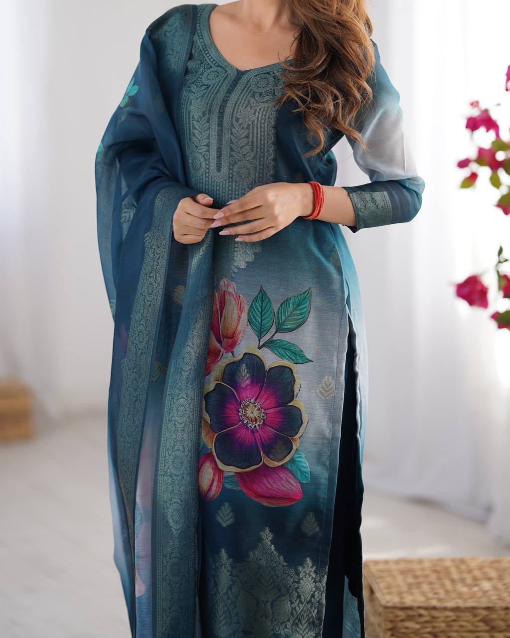 Graceful Chanderi Silk Suit Set with Dupatta