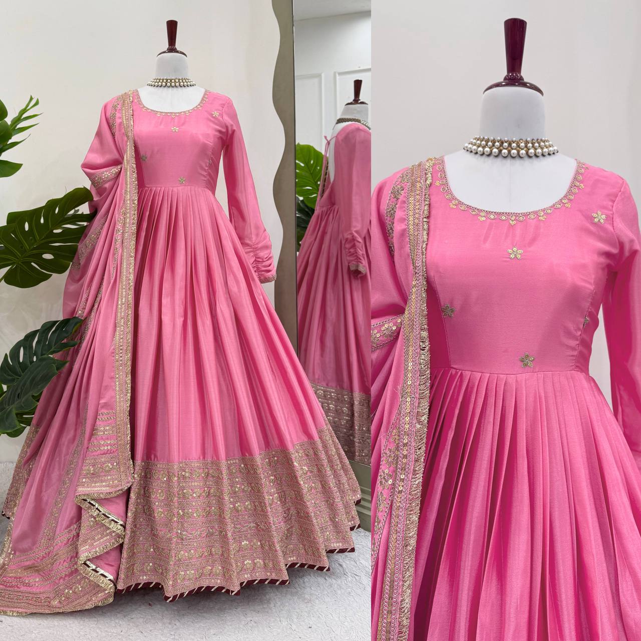 Designer Ethnic Set with Dori Embellished Top & Dupatta