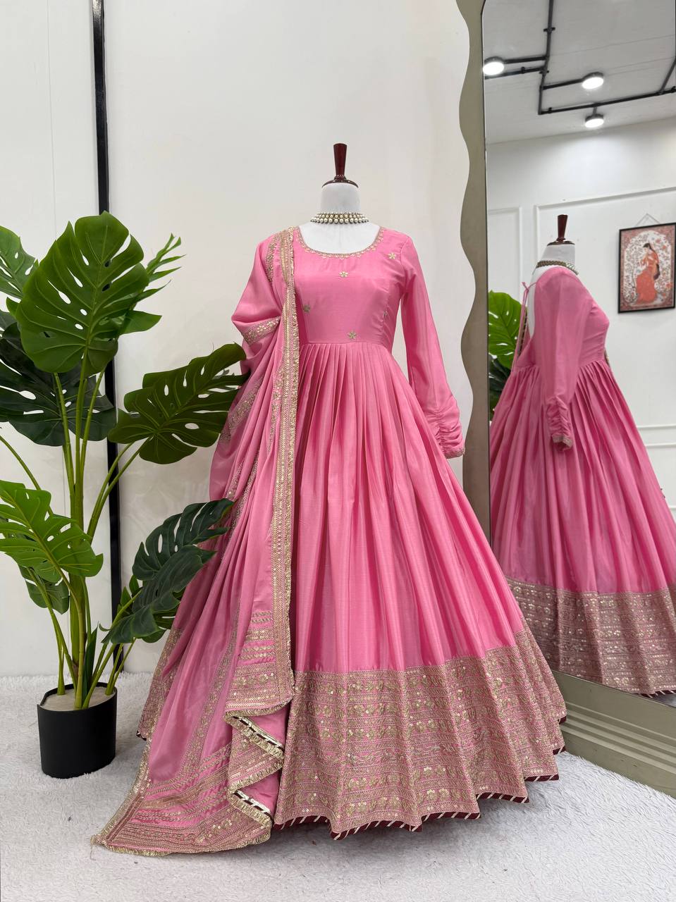 Designer Ethnic Set with Dori Embellished Top & Dupatta