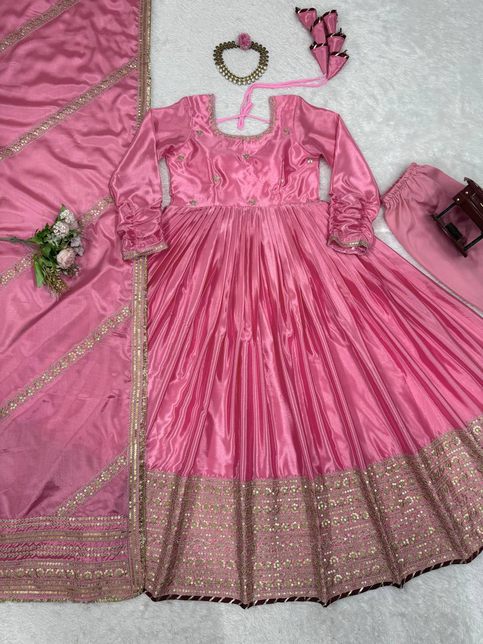 Designer Ethnic Set with Dori Embellished Top & Dupatta
