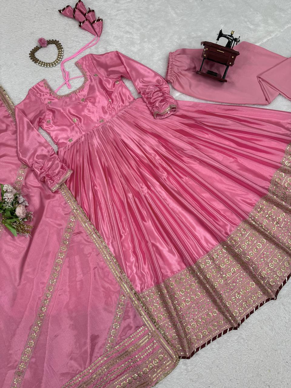 Designer Ethnic Set with Dori Embellished Top & Dupatta