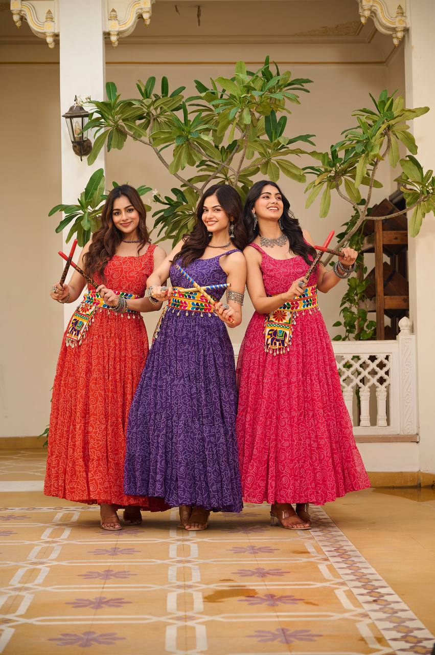 Heavy Flair Navratri Gown with Mirror Work & Codi Lace