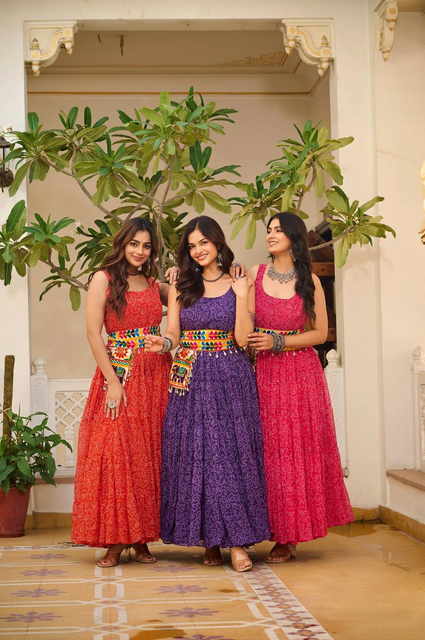 Heavy Flair Navratri Gown with Mirror Work & Codi Lace