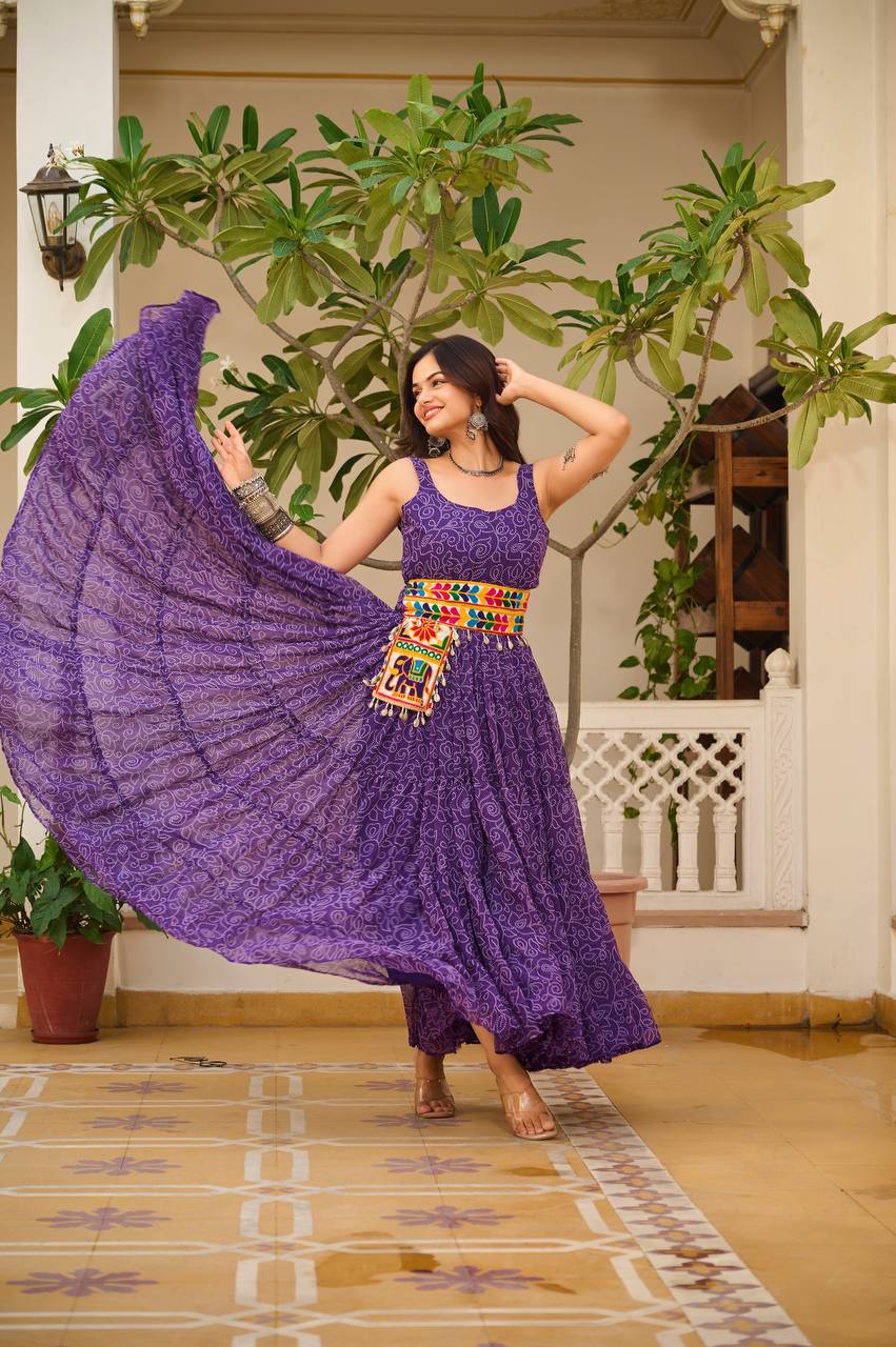 Heavy Flair Navratri Gown with Mirror Work & Codi Lace