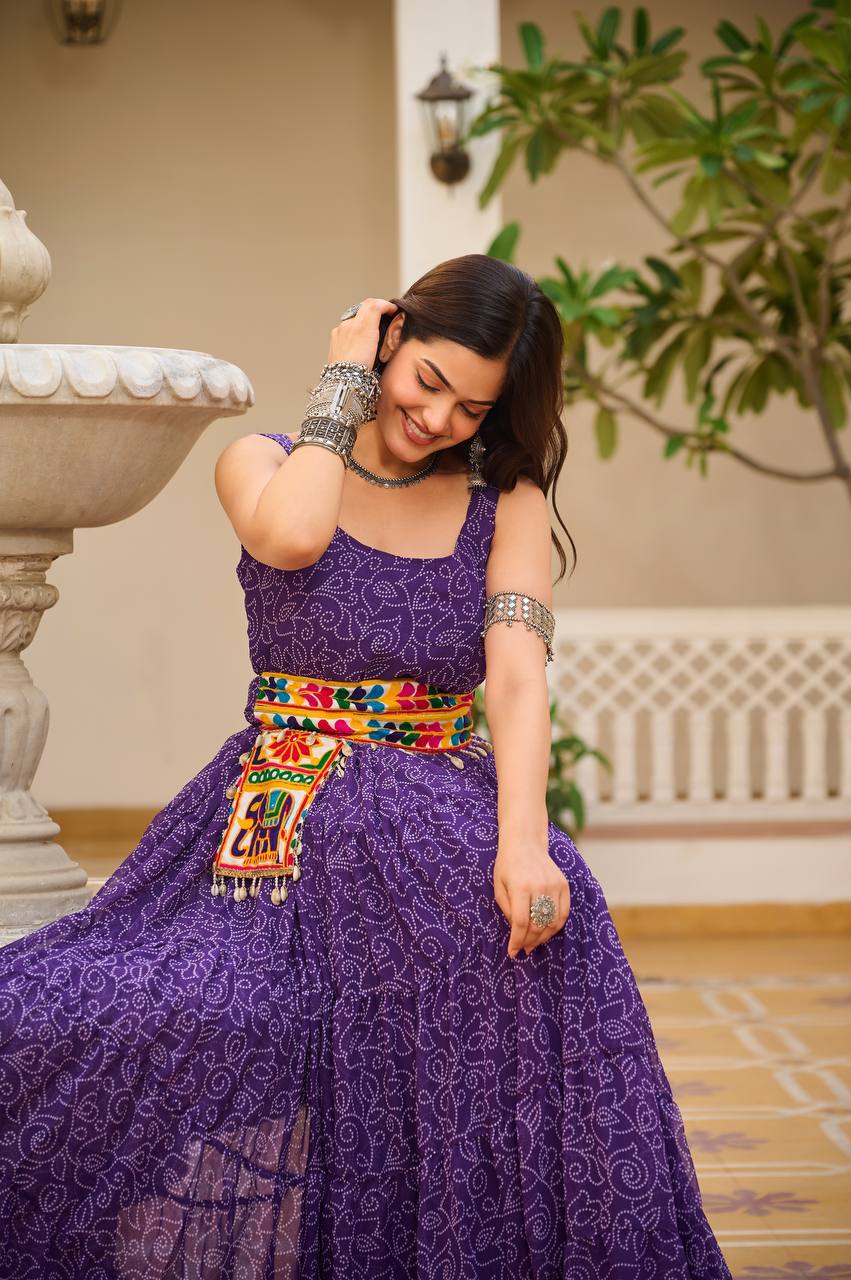 Heavy Flair Navratri Gown with Mirror Work & Codi Lace