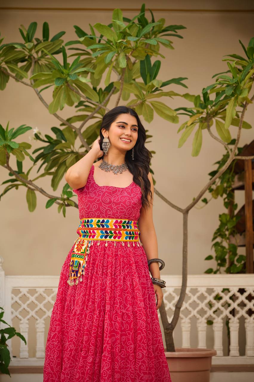 Heavy Flair Navratri Gown with Mirror Work & Codi Lace