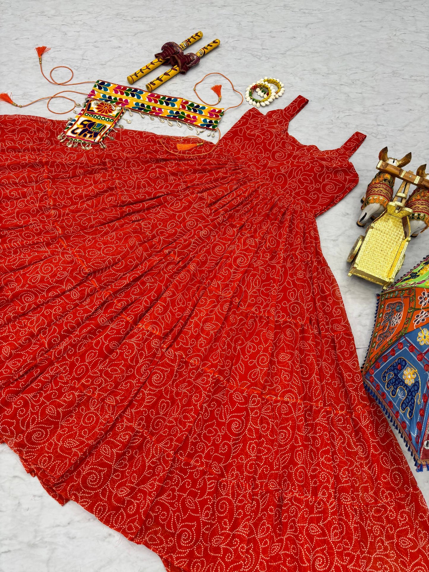 Heavy Flair Navratri Gown with Mirror Work & Codi Lace