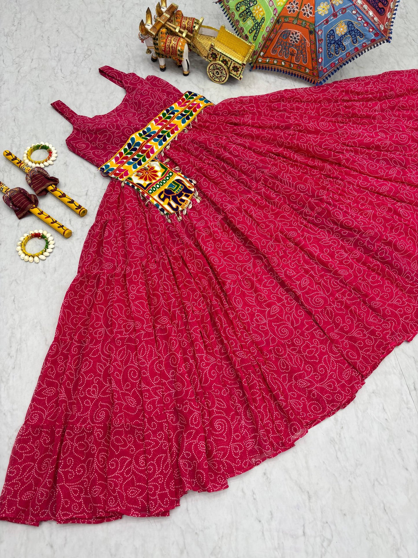 Heavy Flair Navratri Gown with Mirror Work & Codi Lace