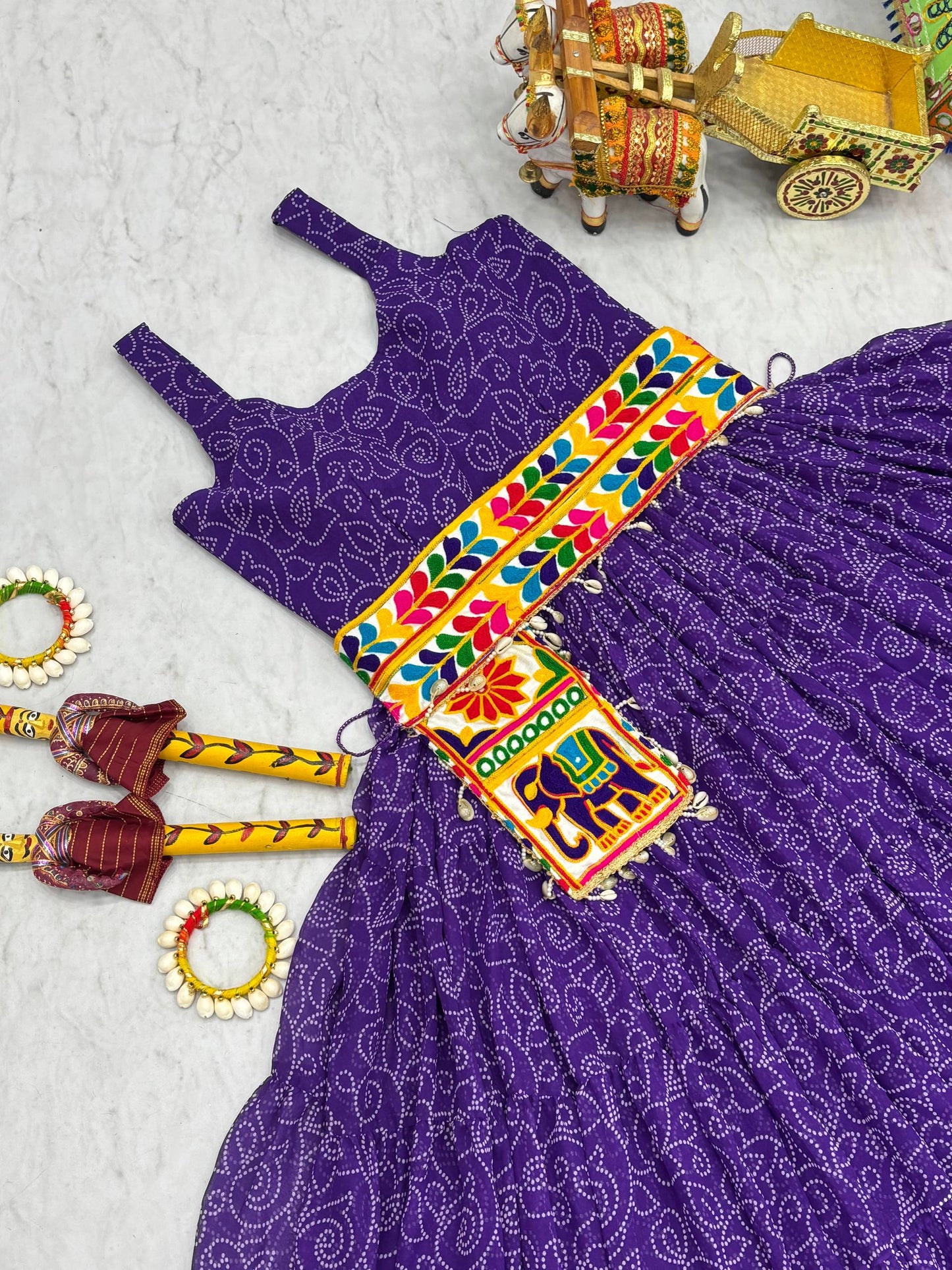 Heavy Flair Navratri Gown with Mirror Work & Codi Lace