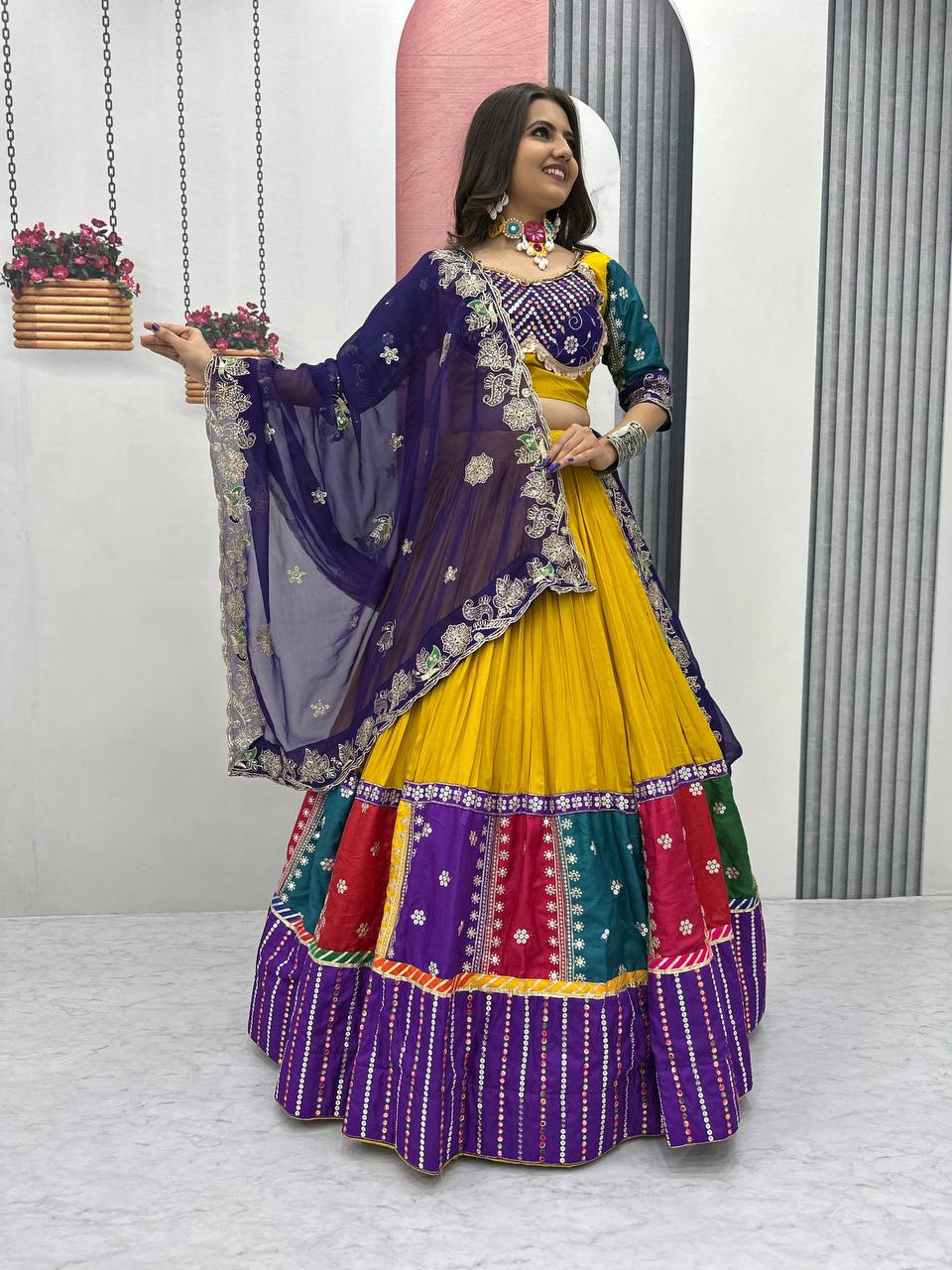 Traditional Navratri Lehenga with Fox Georgette Dupatta