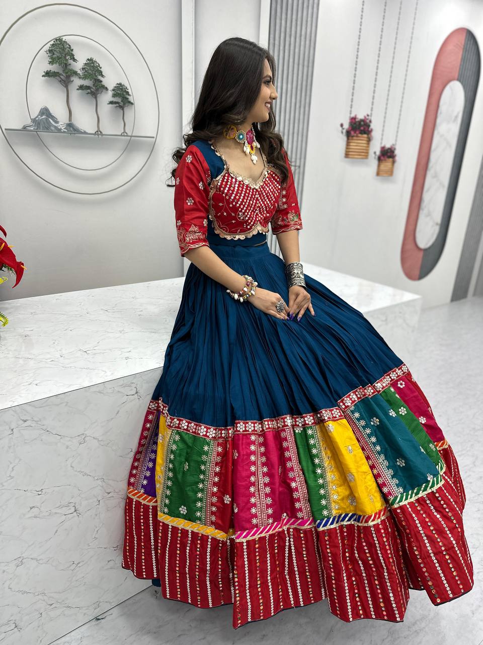 Navratri Ready Look Pure Cotton Lehenga with Canvas Patta