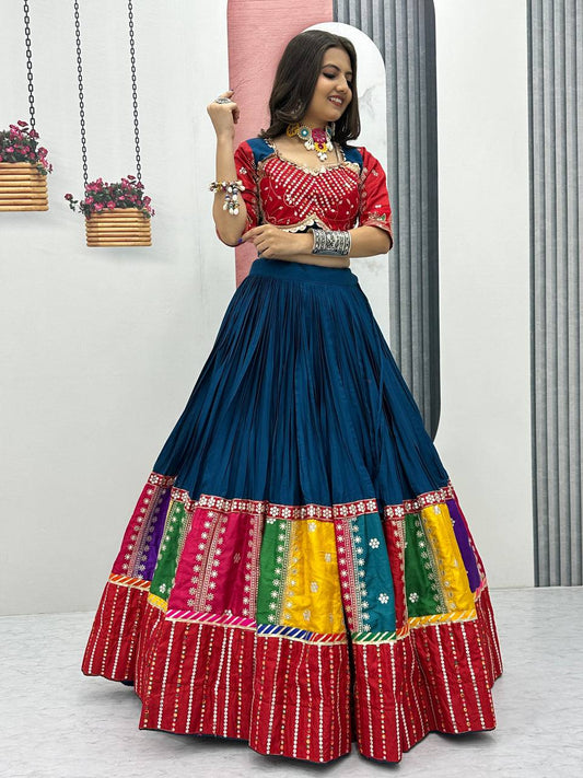 Navratri Ready Look Pure Cotton Lehenga with Canvas Patta