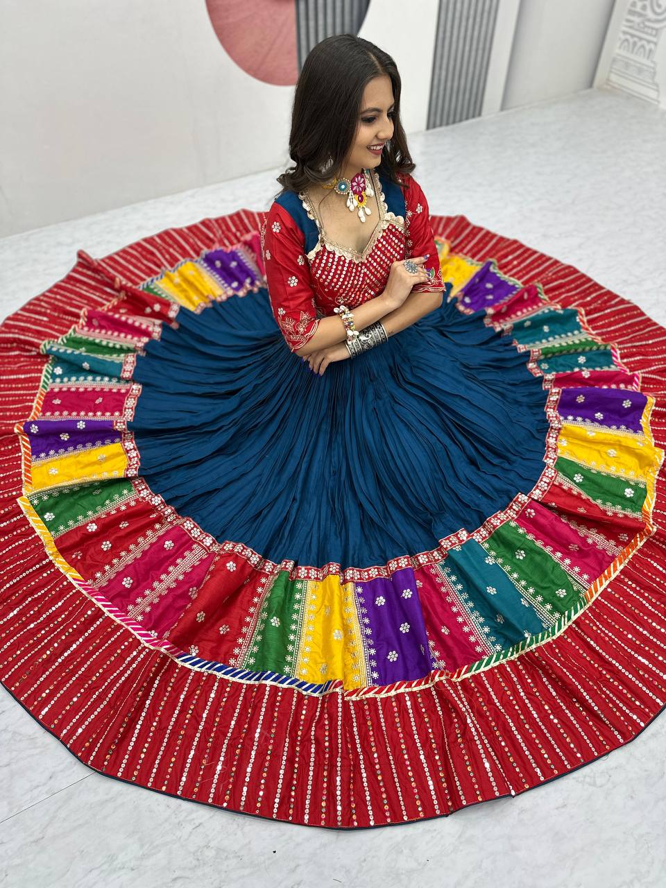 Navratri Ready Look Pure Cotton Lehenga with Canvas Patta