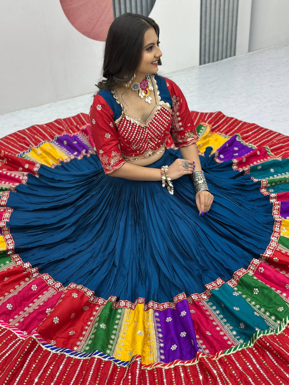 Navratri Ready Look Pure Cotton Lehenga with Canvas Patta