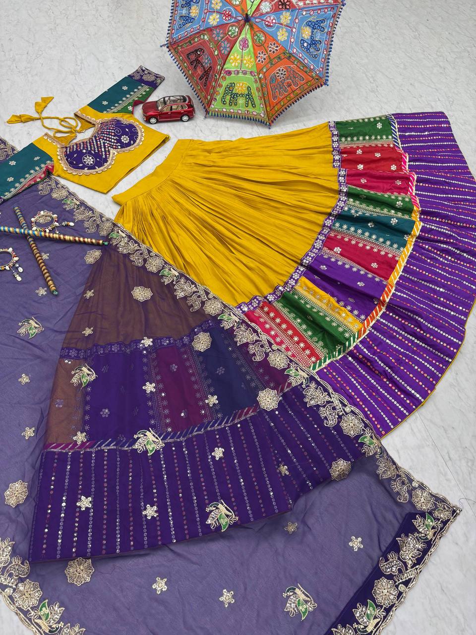 Traditional Navratri Lehenga with Fox Georgette Dupatta