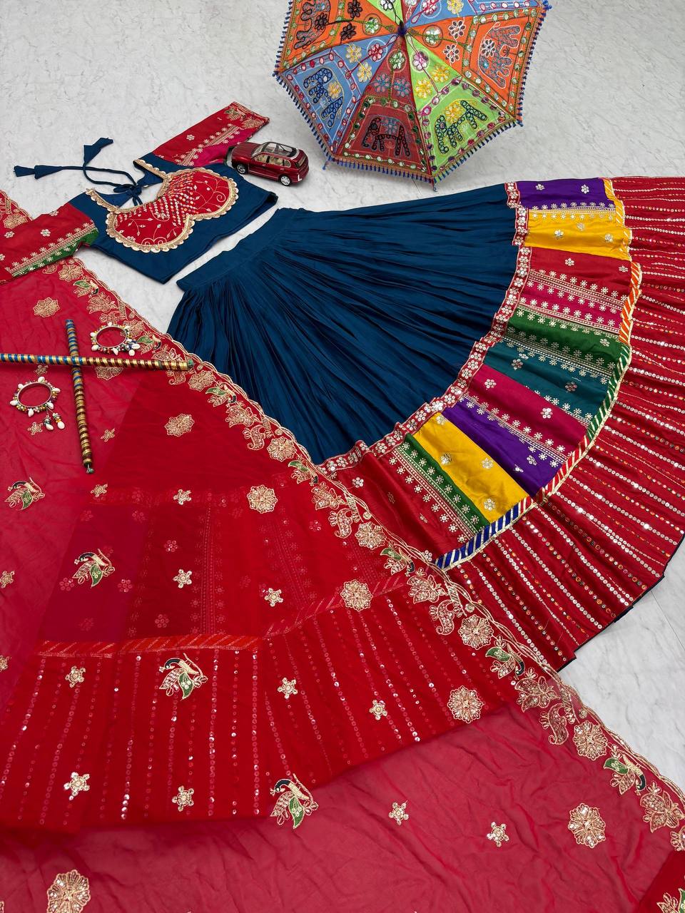 Navratri Ready Look Pure Cotton Lehenga with Canvas Patta