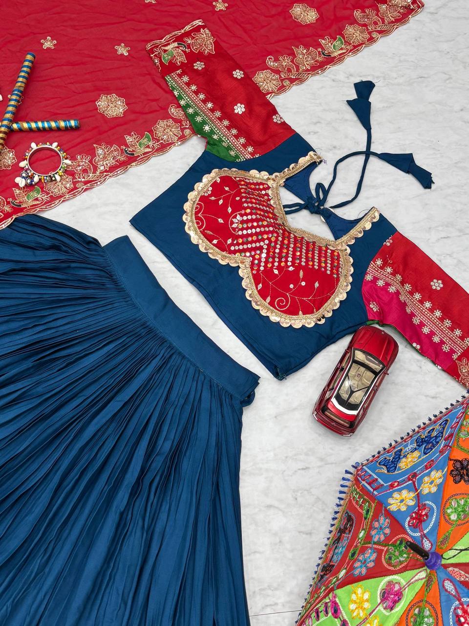 Navratri Ready Look Pure Cotton Lehenga with Canvas Patta