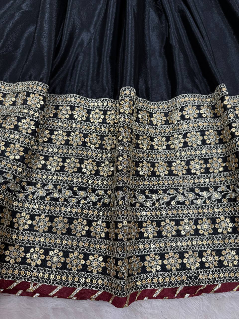 Elegant Party Wear Gown Set in Chinon Silk with Dupatta