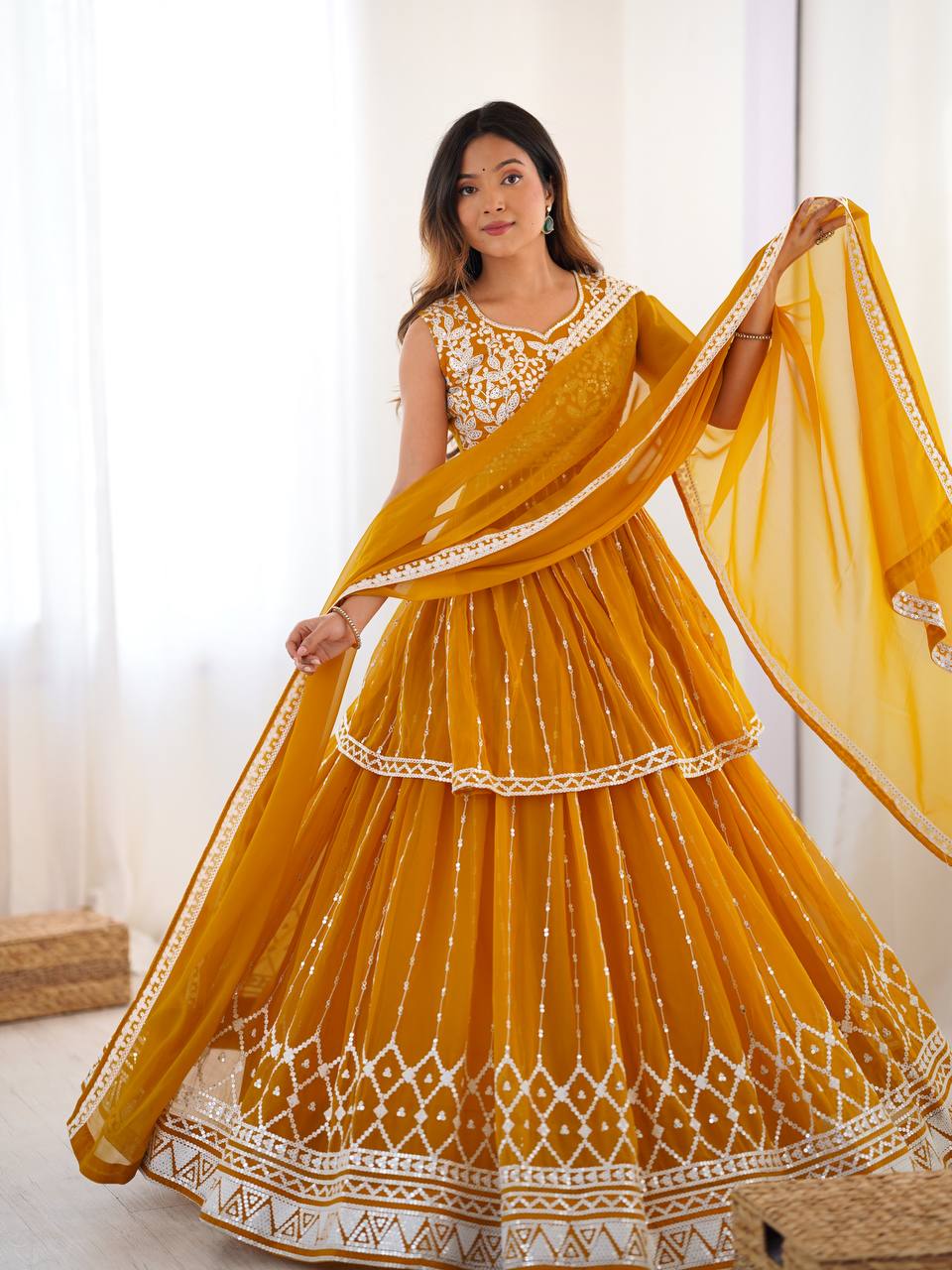 Elegant Partywear Sequin Lehenga with Dupatta