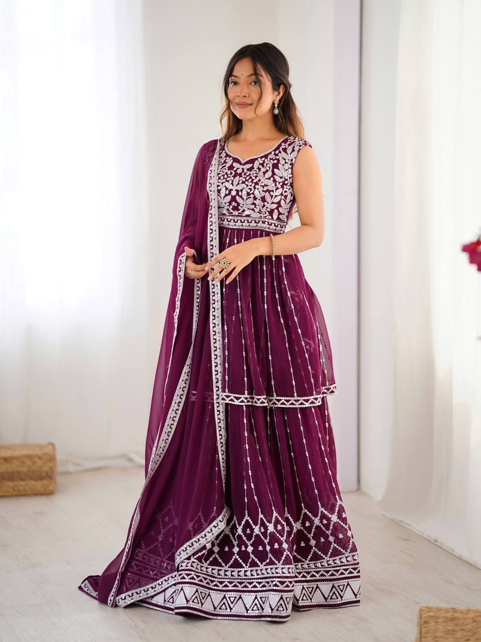 Elegant Partywear Sequin Lehenga with Dupatta