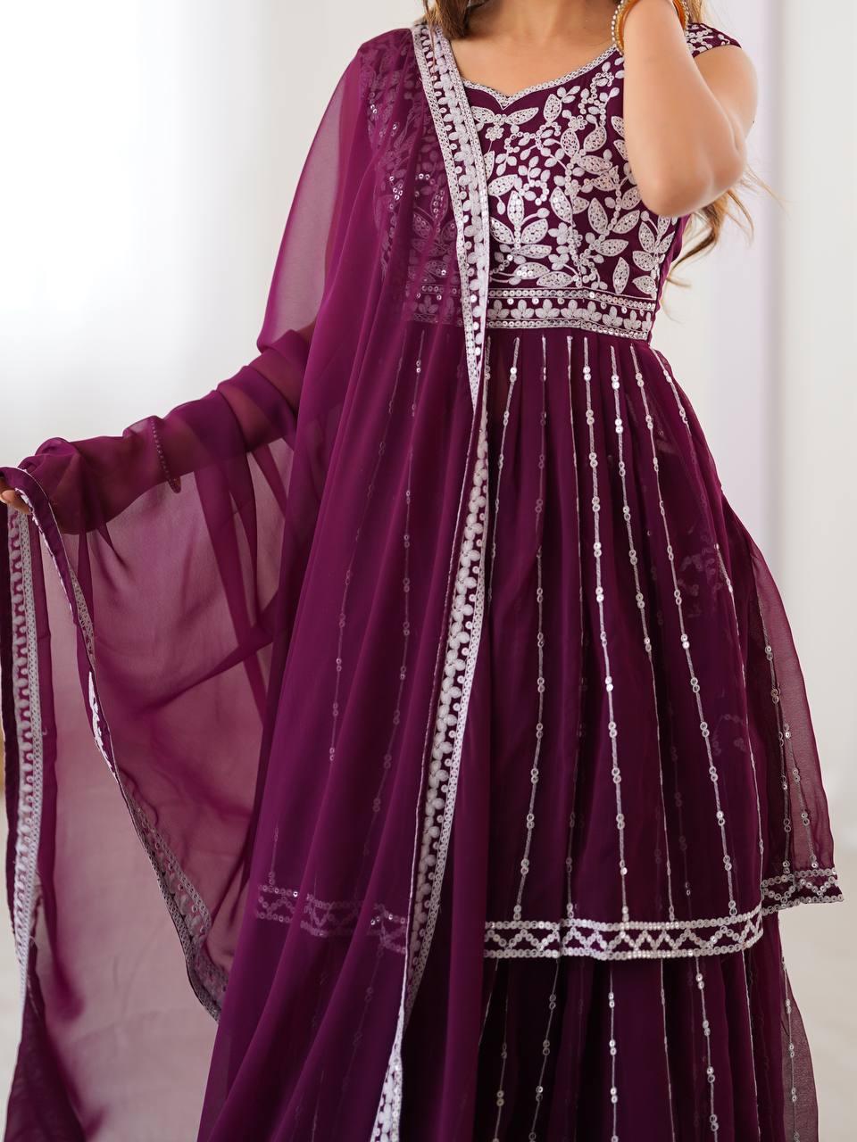 Elegant Partywear Sequin Lehenga with Dupatta