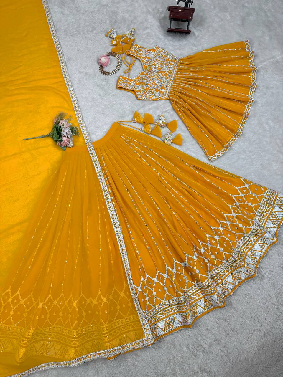 Elegant Partywear Sequin Lehenga with Dupatta