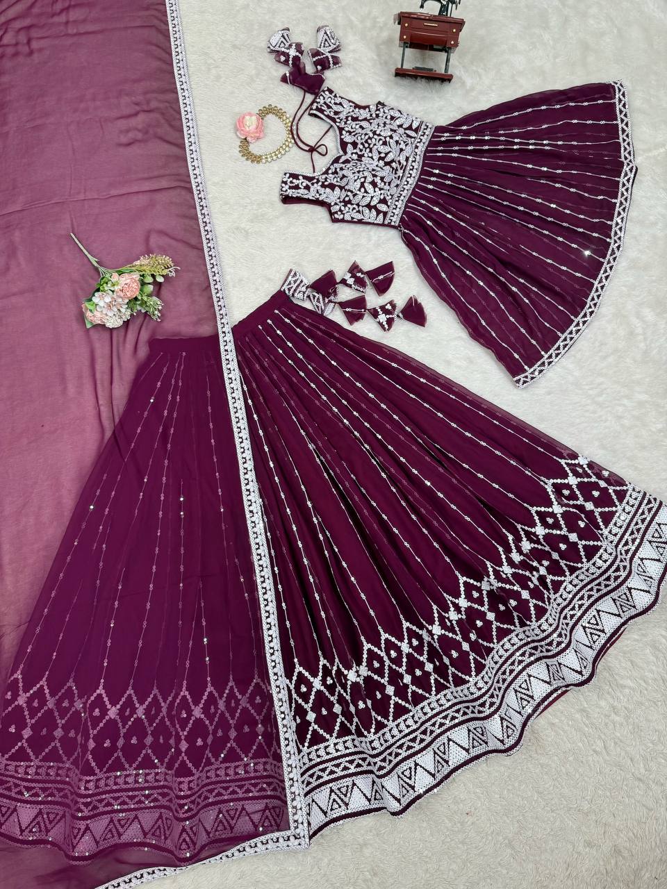 Elegant Partywear Sequin Lehenga with Dupatta