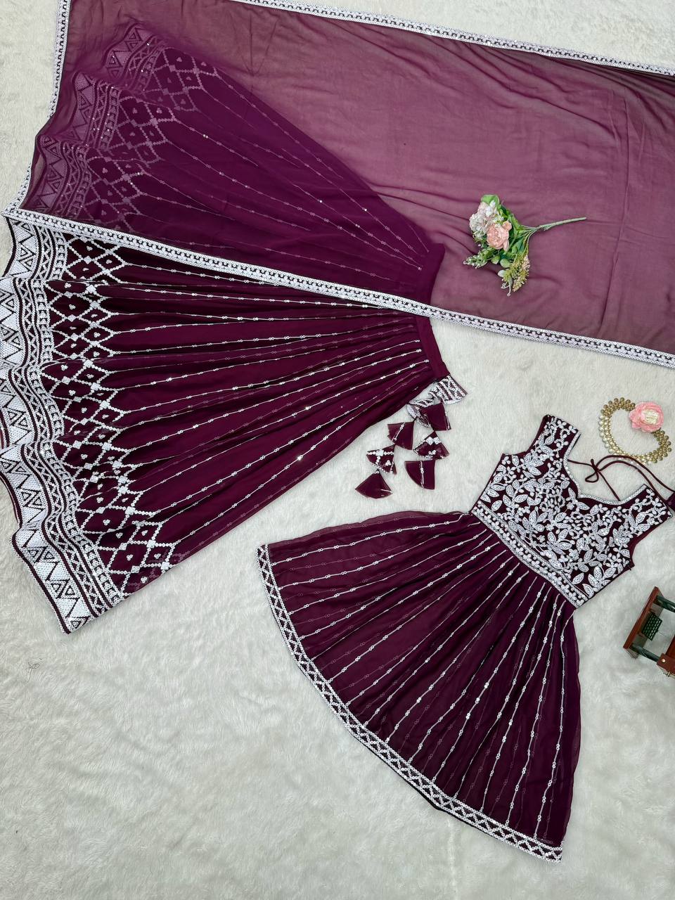 Elegant Partywear Sequin Lehenga with Dupatta