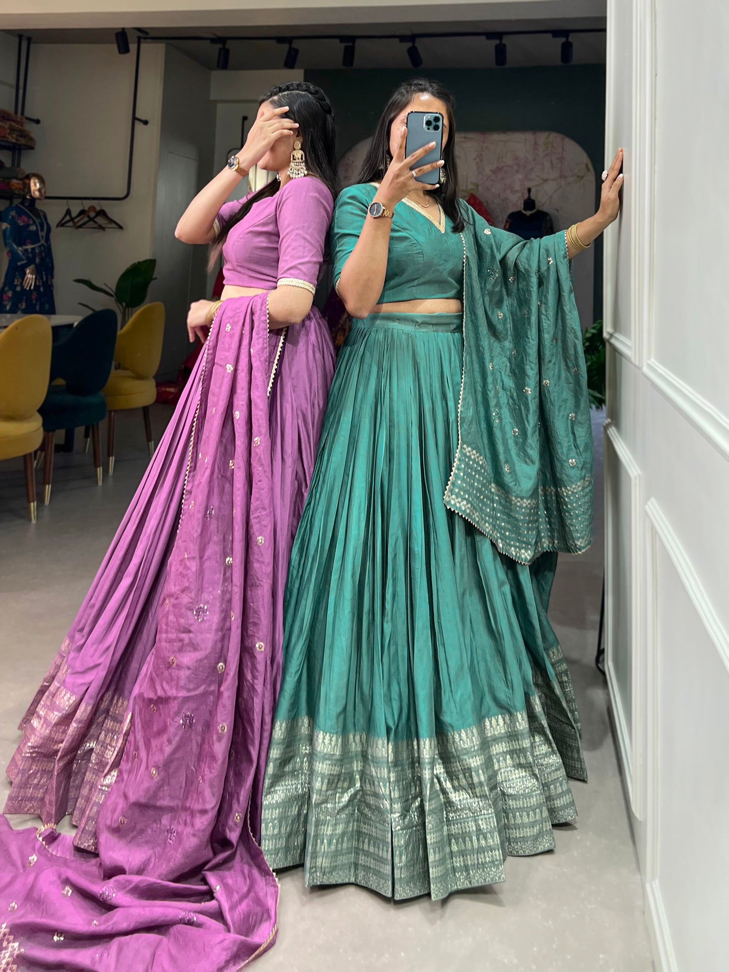 Festive Ready Chanderi Silk Lehenga and Dupatta Set