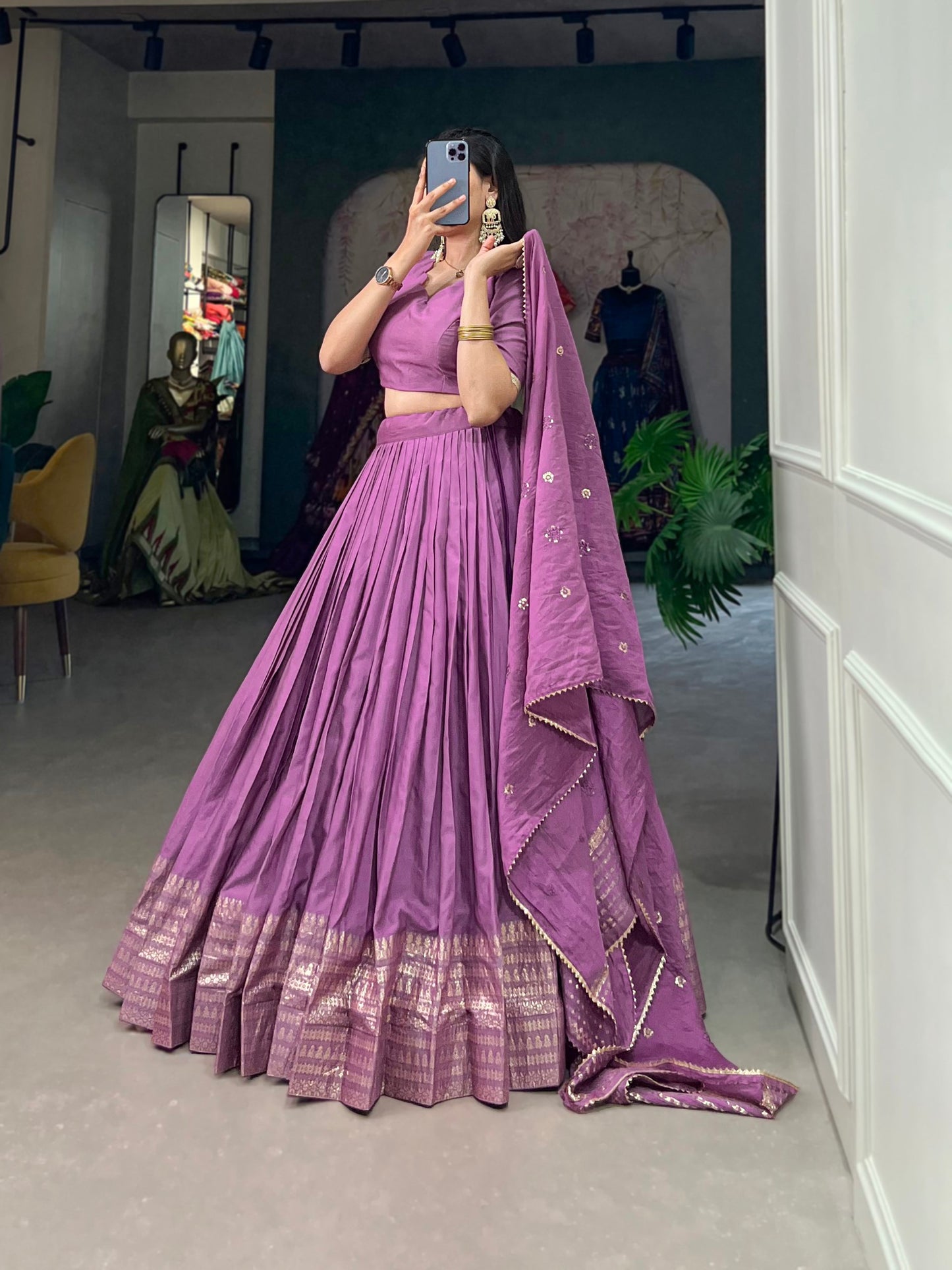Festive Ready Chanderi Silk Lehenga and Dupatta Set