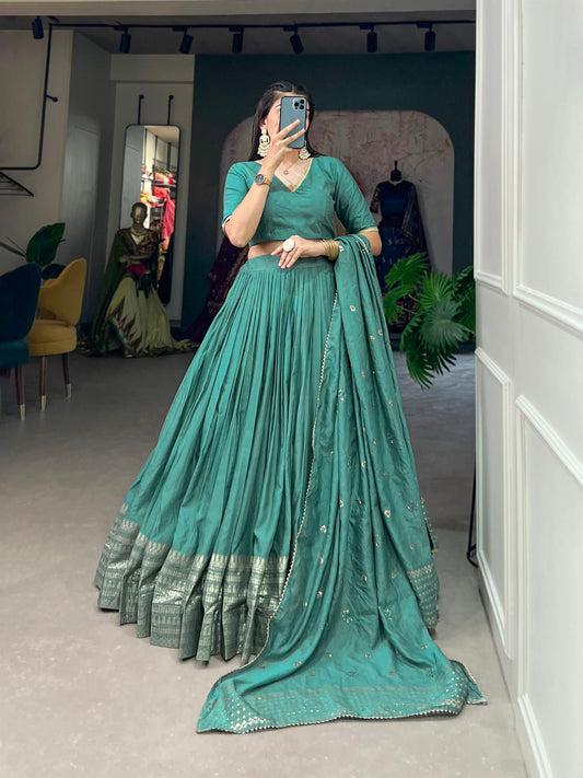 Festive Ready Chanderi Silk Lehenga and Dupatta Set