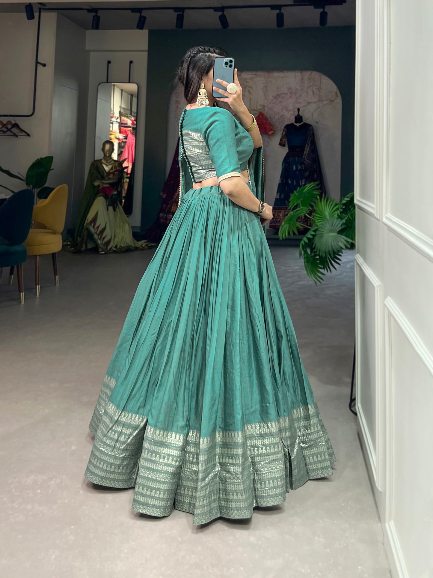 Festive Ready Chanderi Silk Lehenga and Dupatta Set