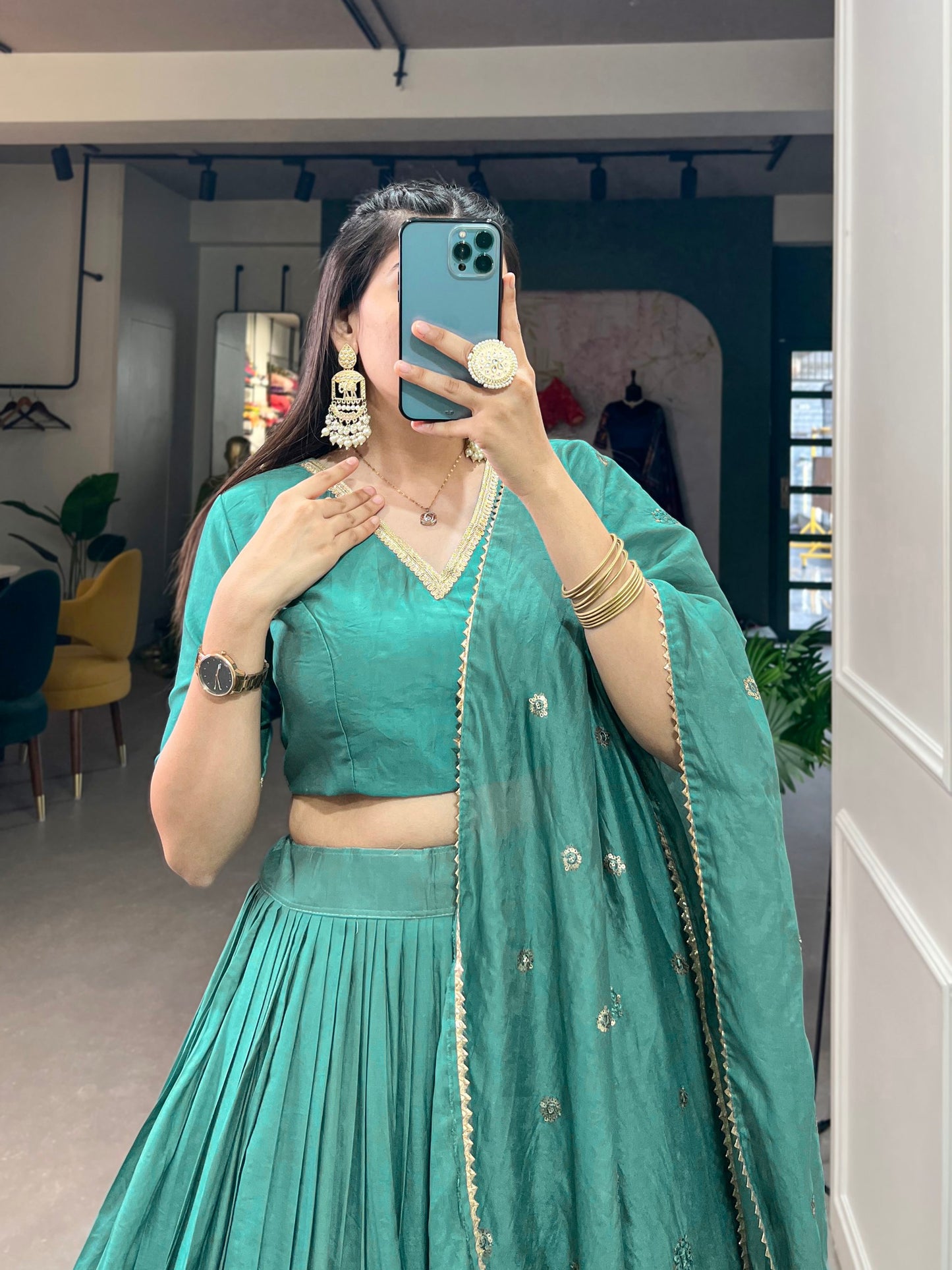 Festive Ready Chanderi Silk Lehenga and Dupatta Set