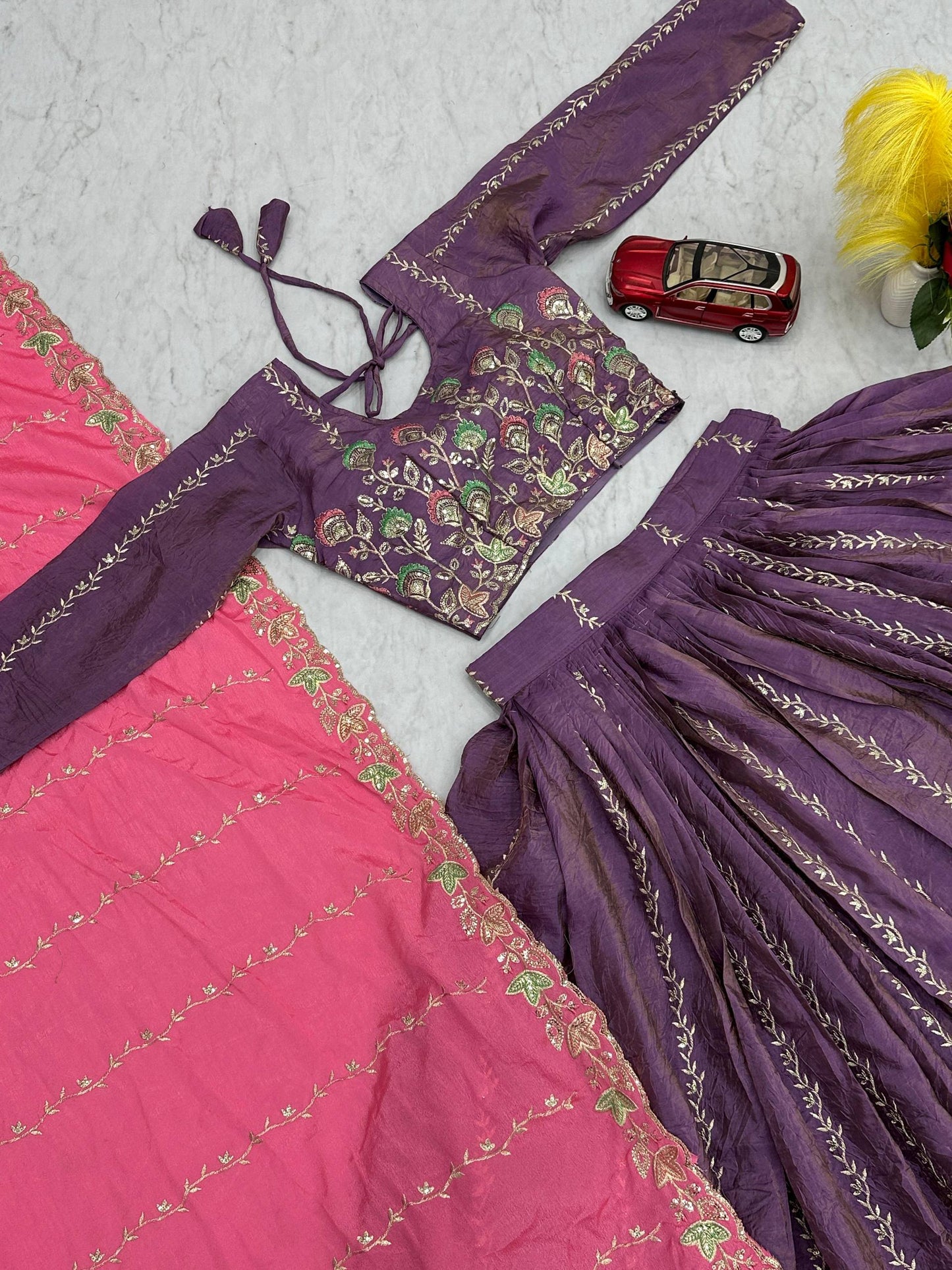 Designer Gold Crush Lehenga for Navratri and Weddings