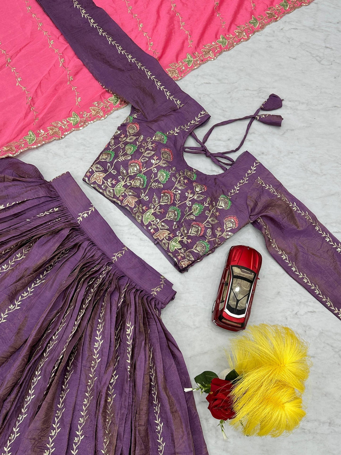 Designer Gold Crush Lehenga for Navratri and Weddings