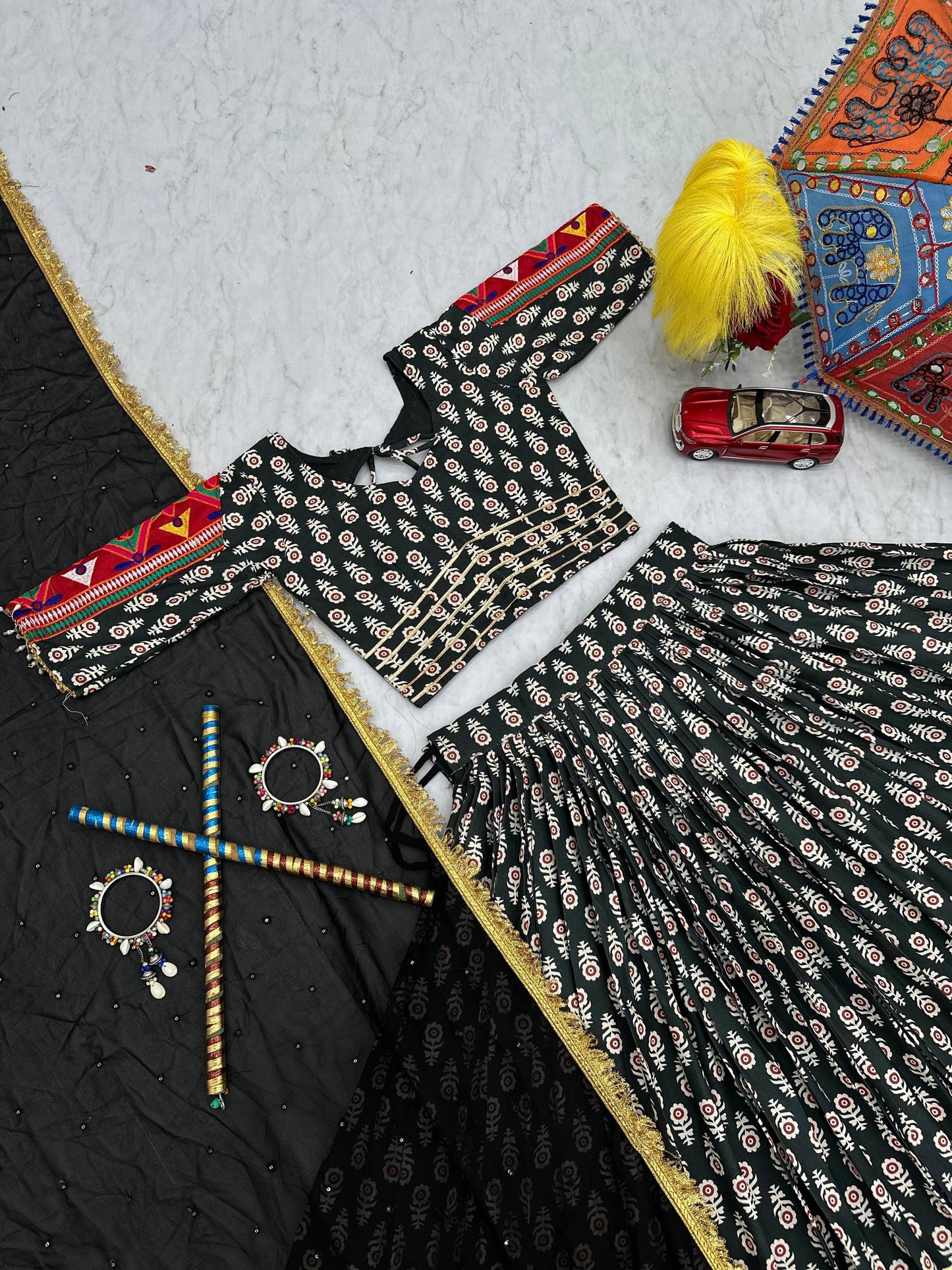Navratri Special Gamathi Work Lehenga Choli with 6 Meter Flair