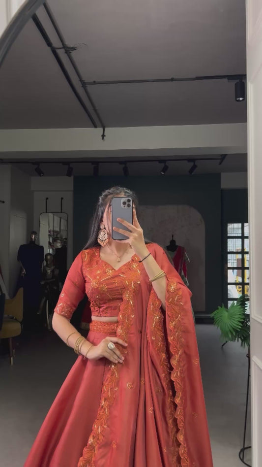 Designer Tussar Silk Lehenga with Dupatta